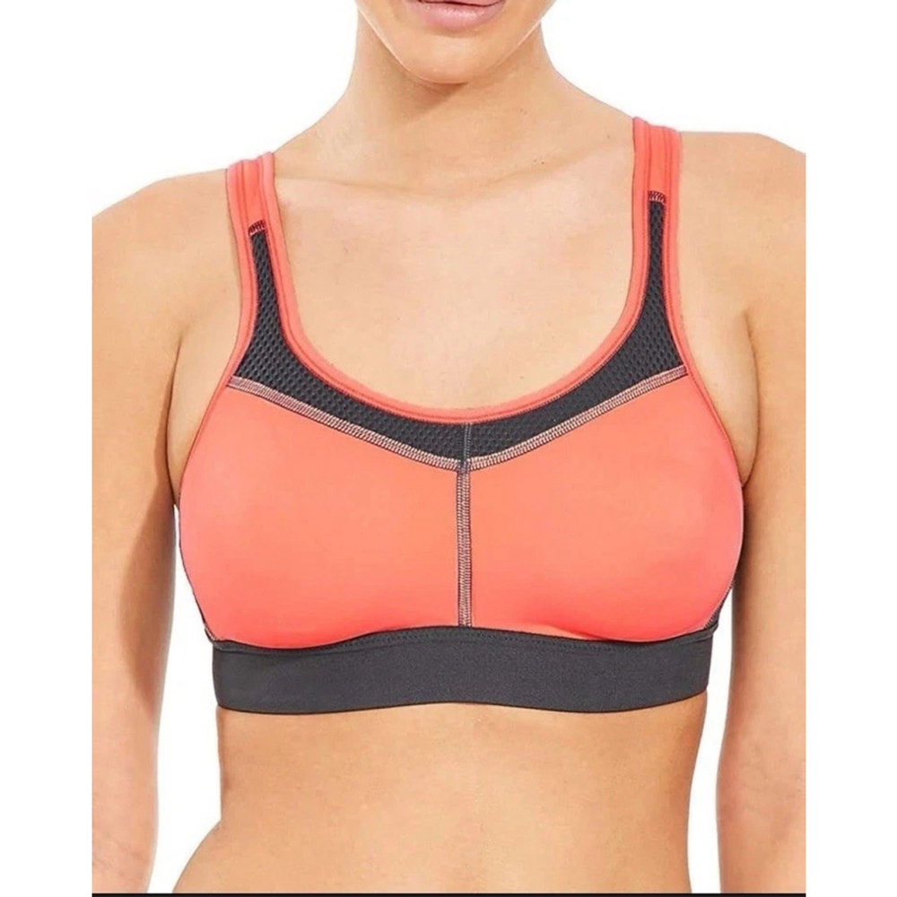 Amoena Women's Power SB Medium Support Sports Bra Melon / Grey 34DD